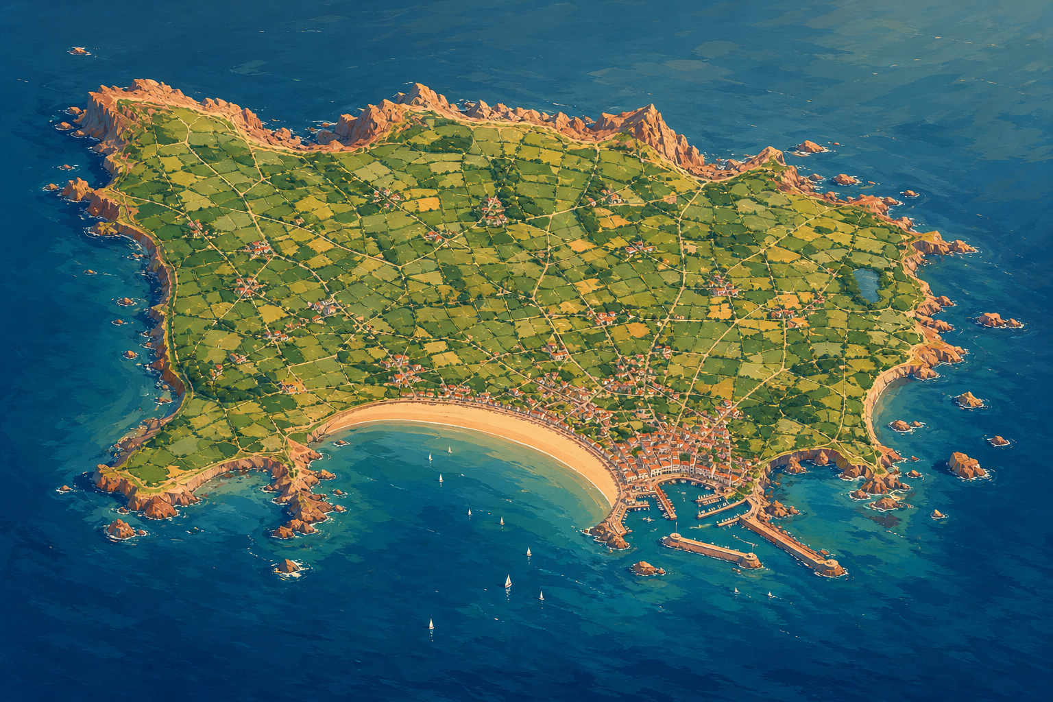 Aerial illustration of Jersey